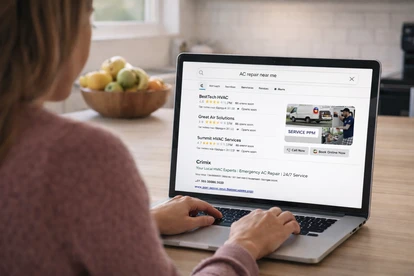 Homeowner searching for HVAC contractor online